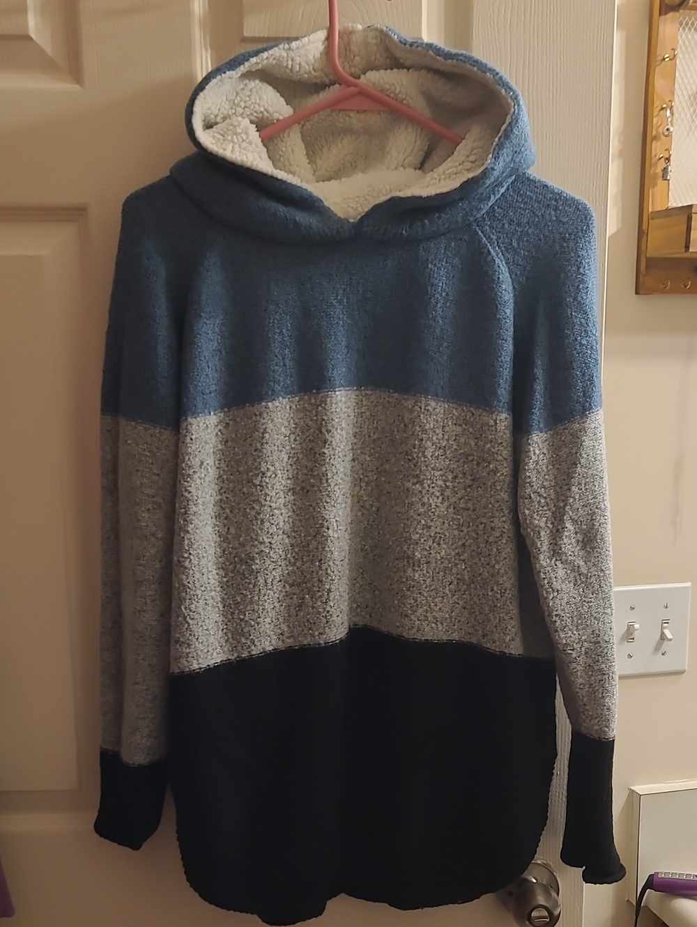 Men's Colorblock Turtleneck Sweater - Blue/Gray/Black